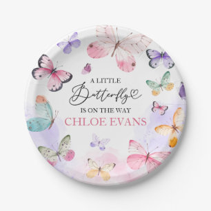 Farbenfrohe Butterflies Babydusche Pappteller