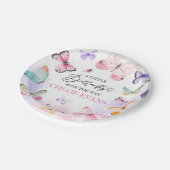 Farbenfrohe Butterflies Babydusche Pappteller (Schrägansicht)