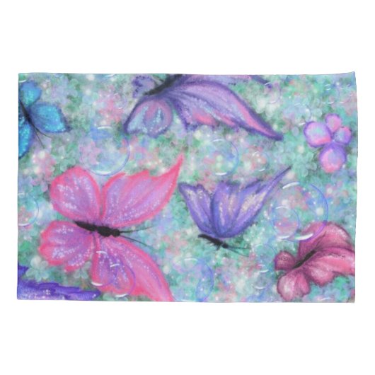 Farbenfrohe Butterflies Flying Pillow Case Spring Kissenbezug (Rückseite)