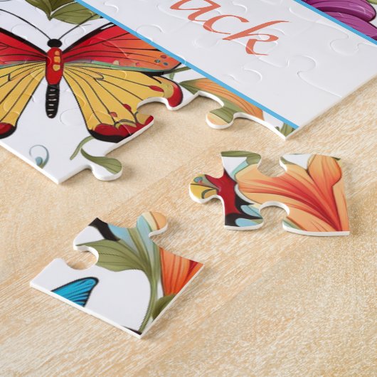 Farbenfrohe Butterfly-Blume-Muster Puzzle (Seite)