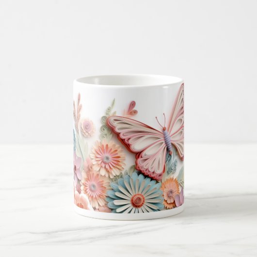 Farbenfrohe Butterfly-Blume Subliminationswrap Kaffeetasse (Mittel)