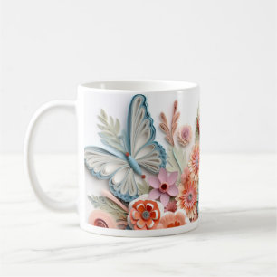 Farbenfrohe Butterfly-Blume Subliminationswrap Kaffeetasse