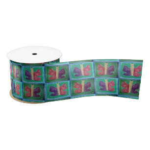 Farbenfrohe Butterfly Filter halber Rückgang Satinband