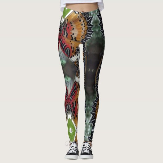 Farbenfrohe Butterfly-Flügelmuster Leggings (Vorderseite)