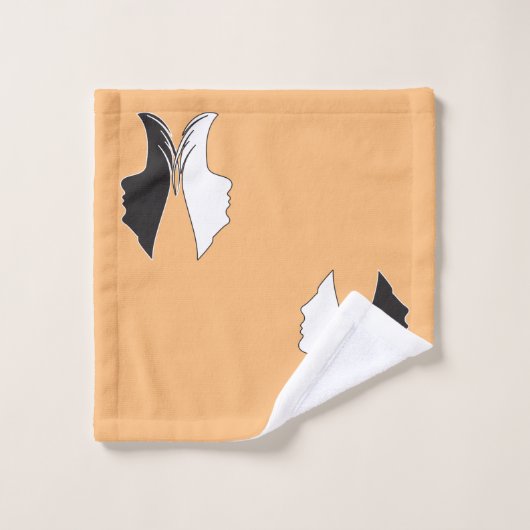 Farbenfrohe Butterfly-Frauengesicht Badhandtuch Set (Waschlappen)