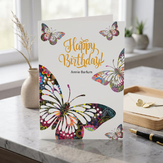 Farbenfrohe Butterfly Geburtstagkarte Karte