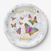 Farbenfrohe Butterfly Geburtstagsparty Pappteller (Vorderseite)