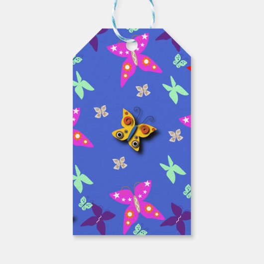 Farbenfrohe Butterfly Geschenkanhänger (Rückseite)