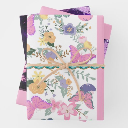 Farbenfrohe Butterfly-Geschenkwrap Geschenkpapier Set (Beispiel)