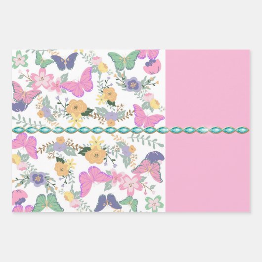 Farbenfrohe Butterfly-Geschenkwrap Geschenkpapier Set (Vorderseite)