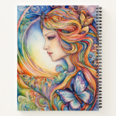 Farbenfrohe Butterfly Girl Verzauberung Notizblock (Rückseite)