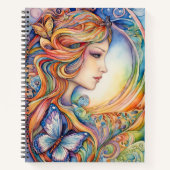 Farbenfrohe Butterfly Girl Verzauberung Notizblock (Vorderseite)