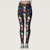 Farbenfrohe Butterfly Gothic Sugar Skull Leggings (Vorderseite)
