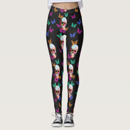 Farbenfrohe Butterfly Gothic Sugar Skull Leggings