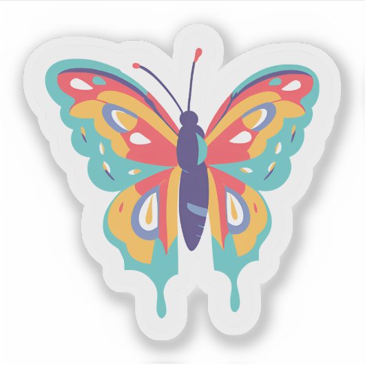 Farbenfrohe Butterfly | Hübsch gestrichen Aufkleber (Vorderseite)