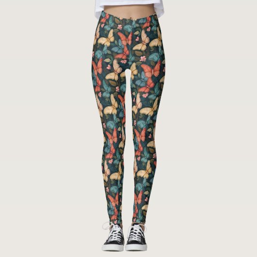 Farbenfrohe Butterfly-Inspirierte Leggings (Vorderseite)