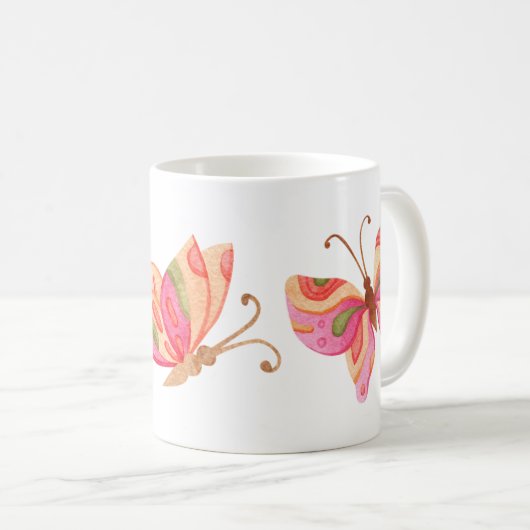 Farbenfrohe Butterfly Kaffeetasse (VorderseiteRechts)