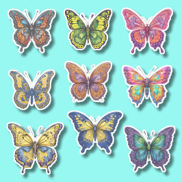Farbenfrohe Butterfly-Kollektion wasserdicht Aufkleber