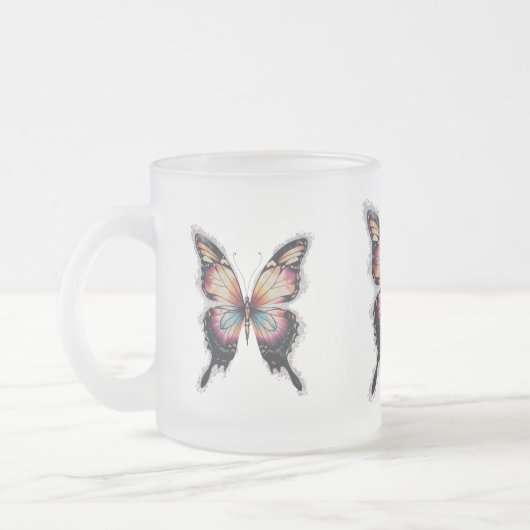 Farbenfrohe Butterfly Mattiert Glass Tasse (Links)