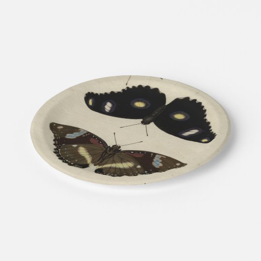 Farbenfrohe Butterfly-Medley auf Creme Background Pappteller (Schrägansicht)