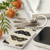 Farbenfrohe Butterfly-Medley auf Creme Background Schlüsselanhänger (Vorderseite rechts)