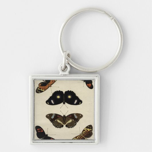 Farbenfrohe Butterfly-Medley auf Creme Background Schlüsselanhänger (Vorne)