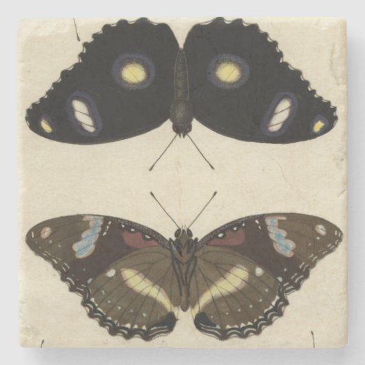 Farbenfrohe Butterfly-Medley auf Creme Background Steinuntersetzer (Vorderseite)