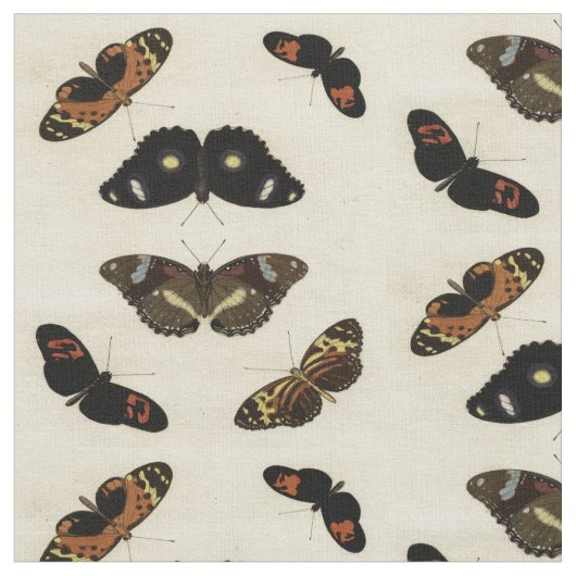 Farbenfrohe Butterfly-Medley auf Creme Background Stoff (Nahaufnahme)