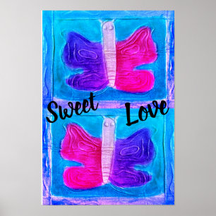 Farbenfrohe Butterfly Miami Filter Basic Poster