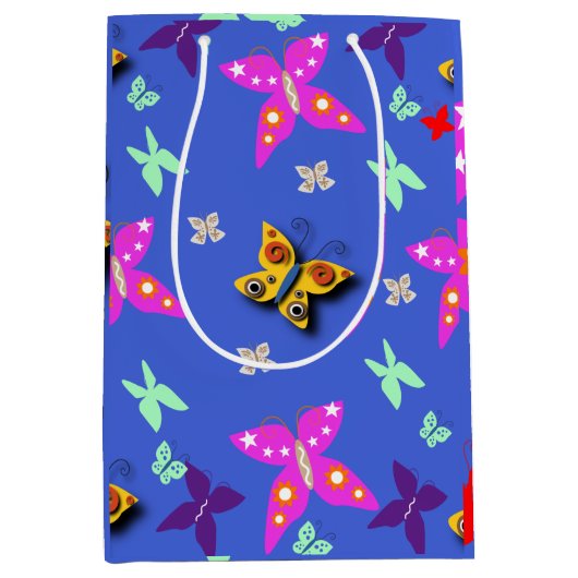 Farbenfrohe Butterfly Mittlere Geschenktüte (Vorderseite)