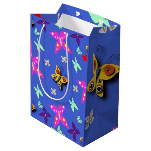 Farbenfrohe Butterfly Mittlere Geschenktüte (Rückseite Schrägansicht)
