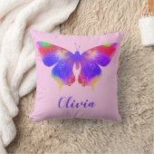 Farbenfrohe Butterfly-Muster personalisiert rosa Kissen (Decke)
