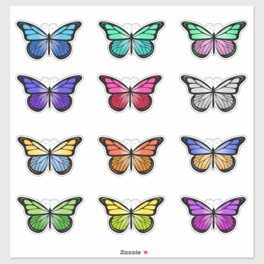 Farbenfrohe Butterfly-Packung Aufkleber (Blatt)