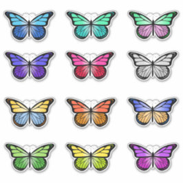 Farbenfrohe Butterfly-Packung Aufkleber