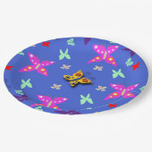 Farbenfrohe Butterfly Pappteller (Schrägansicht)