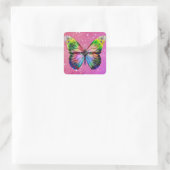 Farbenfrohe Butterfly Quadratischer Aufkleber (Tasche)