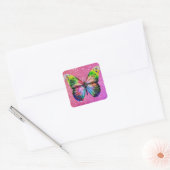 Farbenfrohe Butterfly Quadratischer Aufkleber (Umschlag)
