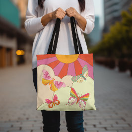 Farbenfrohe Butterfly Retro Sun Groovy Treny Tasche
