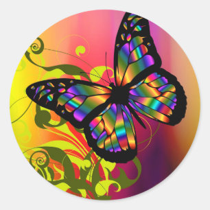Farbenfrohe Butterfly Runder Aufkleber