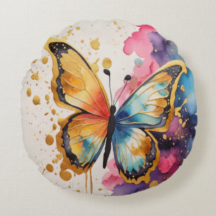 Farbenfrohe Butterfly Rundes Kissen