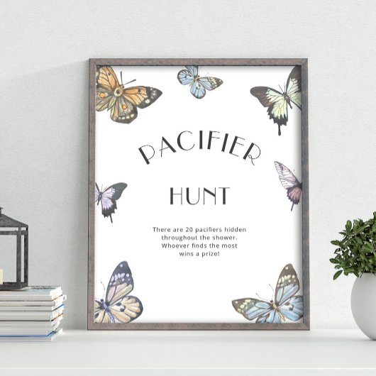 Farbenfrohe Butterfly Schnuller Hunt Baby Showspie Poster