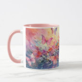 Farbenfrohe Butterfly Schwarz Design Keramik Tasse (Links)
