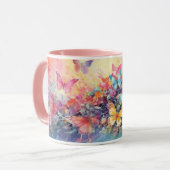 Farbenfrohe Butterfly Schwarz Design Keramik Tasse (Vorderseite Links)