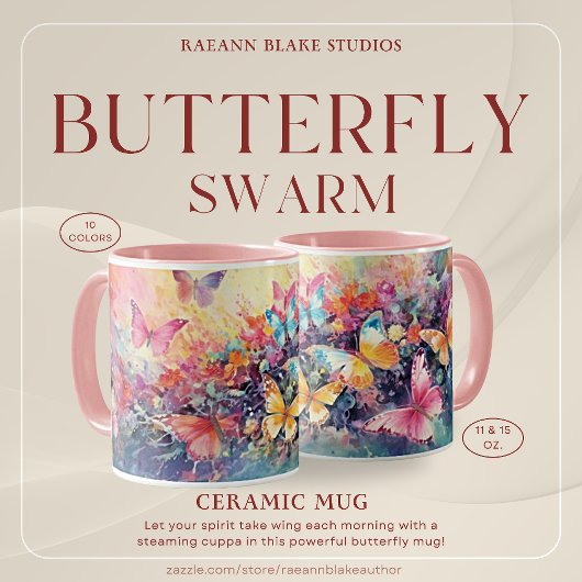 Farbenfrohe Butterfly Schwarz Design Keramik Tasse