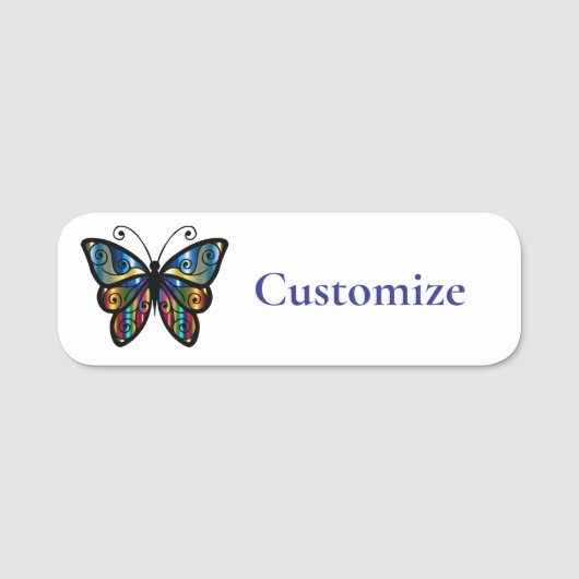 Farbenfrohe Butterfly Thunder_Cove Namensschild (Vorderseite)
