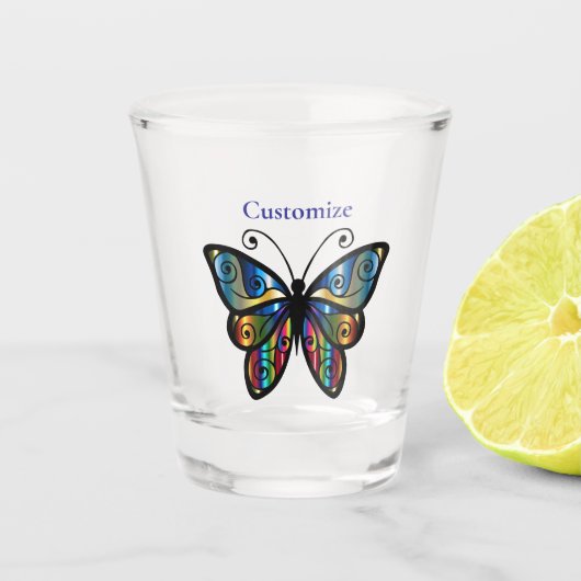Farbenfrohe Butterfly Thunder_Cove Schnapsglas (Vorderseite)
