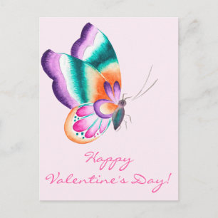 Farbenfrohe Butterfly   Valentinstag Postkarte