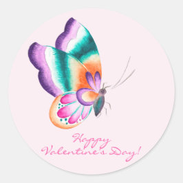 Farbenfrohe Butterfly | Valentinstag Runder Aufkleber