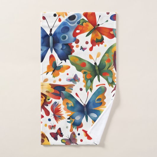 Farbenfrohe Butterfly zeichnend Badhandtuch Set (Handtuch)