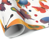 Farbenfrohe Butterfly zeichnend Geschenkpapier (Rolleneckpunkt)